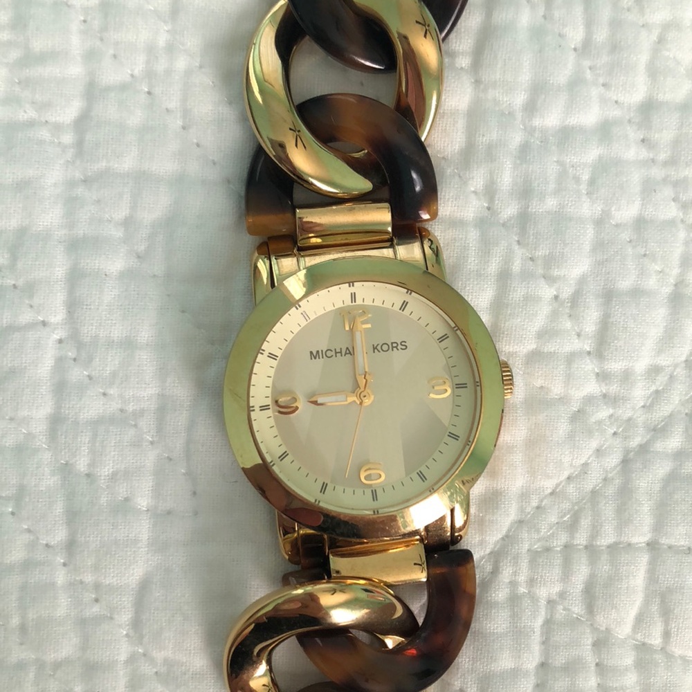 Tortoise and Gold link Michael Kors watch